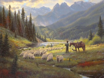 Él me guía oveja Keathley Pinturas al óleo